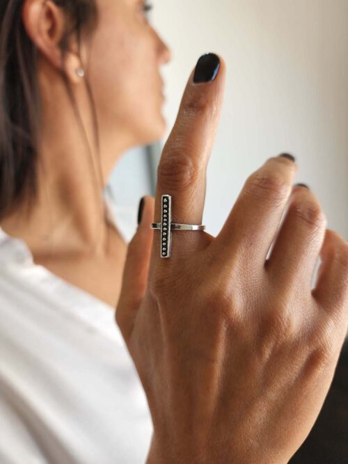 Anillo Palo con puntitos Nº19