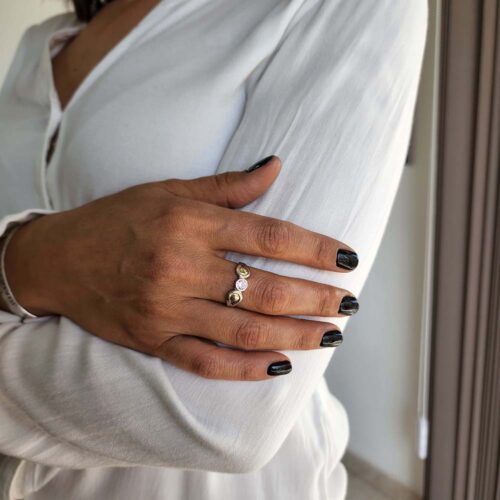 Anillo Cubics con dublé rosa Nº19