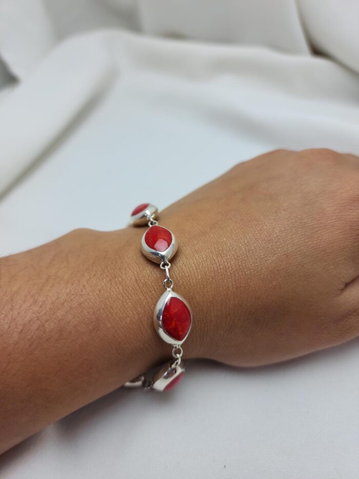 Pulsera Ojo revers Nacar rojo/bco