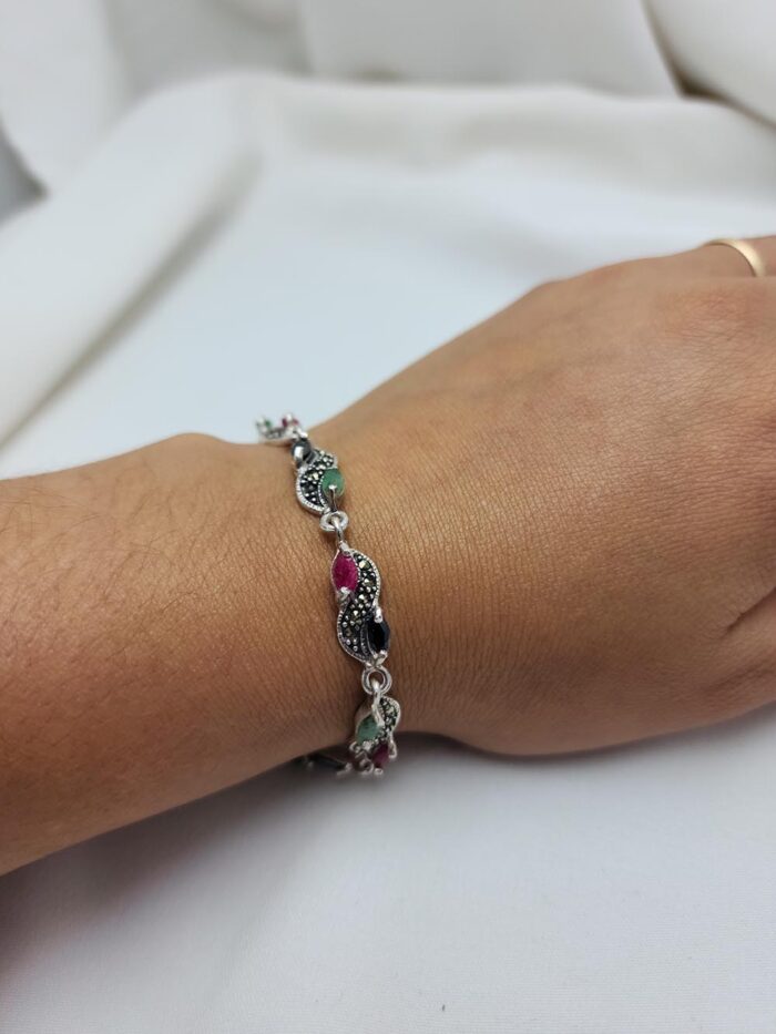 Pulsera Raíz verde/rosa
